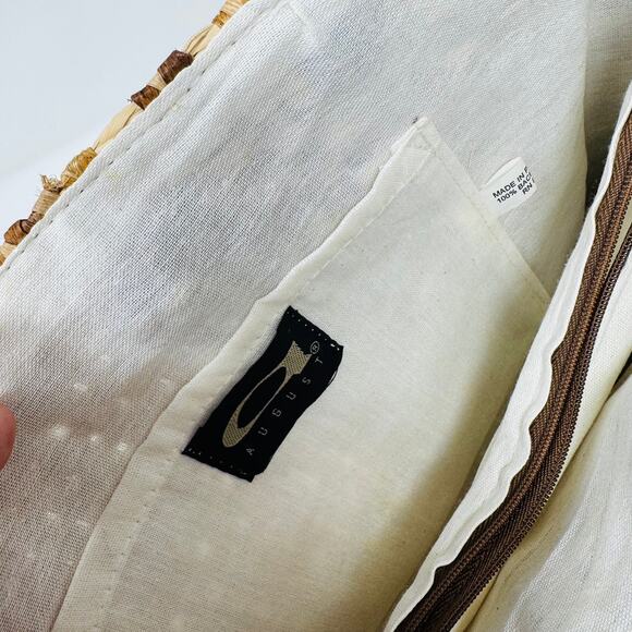 August Woven Straw Mini Tote Bag Embroidered Floral Boho Made in Philippines - Picture 6 of 14